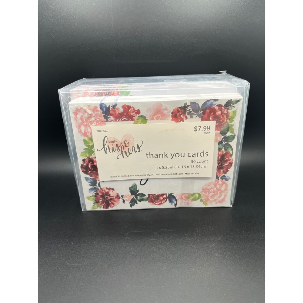 Hobby Lobby Studio His & Hers Floral Thank You Cards 50 Count Stationery‎ Set